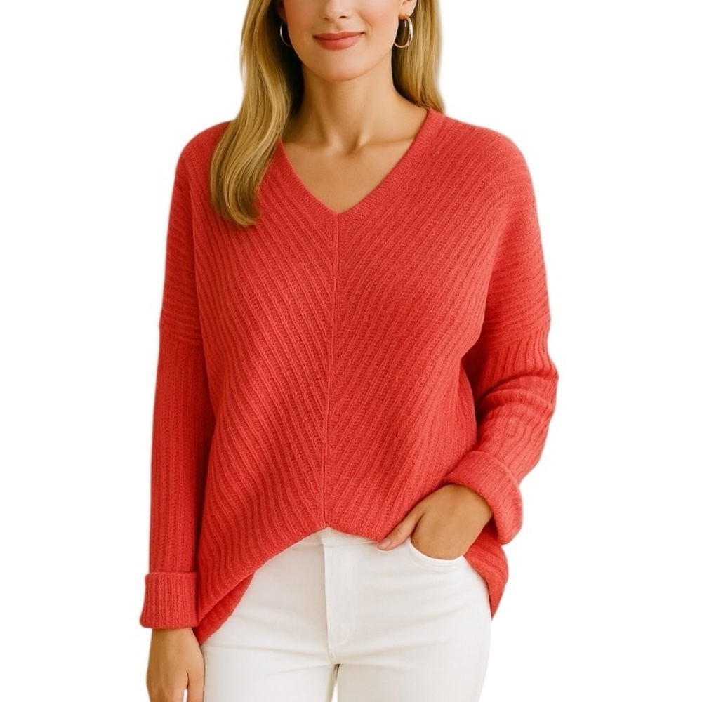 Caslon Medium Oversized Sweater Reverse Hem Cuffed